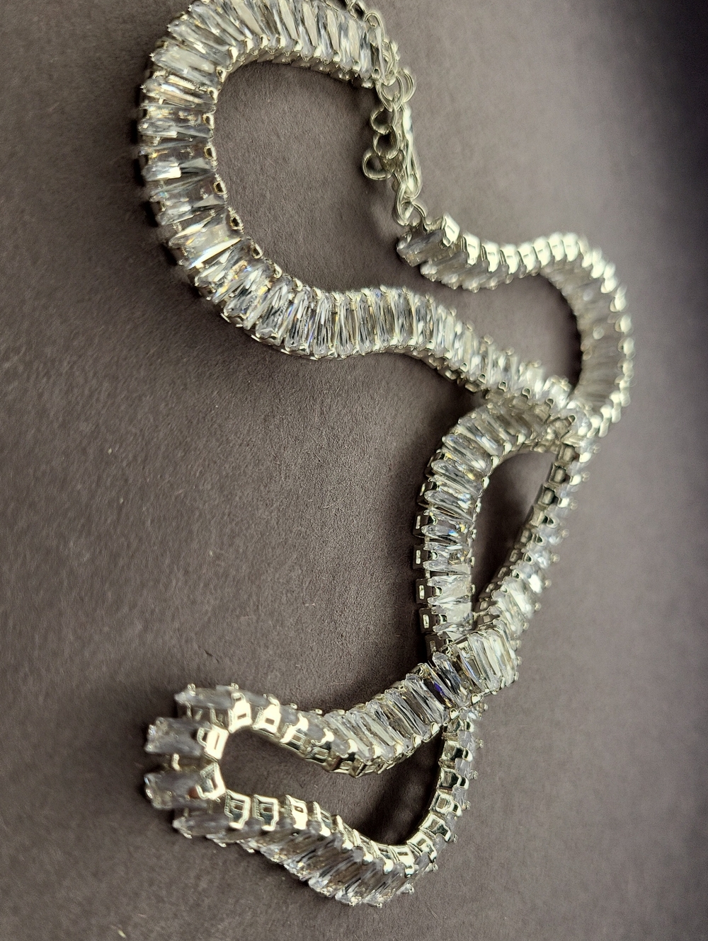 Aeropostale Silver-Tone Baguette Crystal Necklace